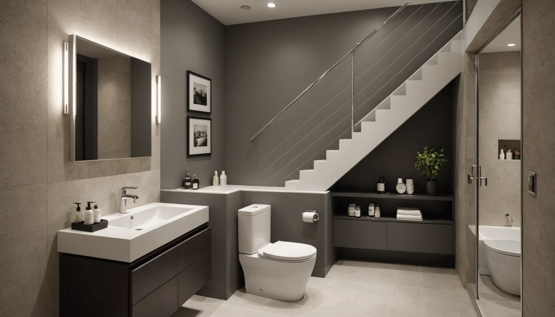 Aménager des toilettes sous l'escalier avec style