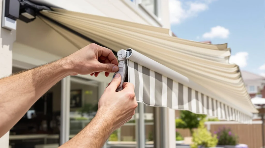 store banne bloqué ouvert