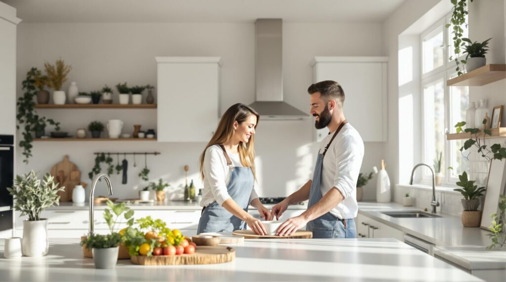 cuisine repeinte en blanc