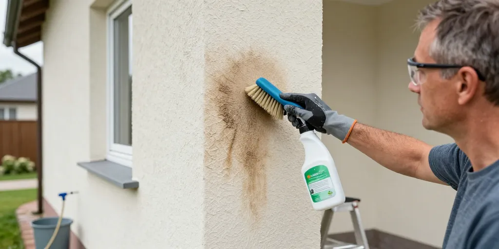 enlever tache sur crepi exterieur