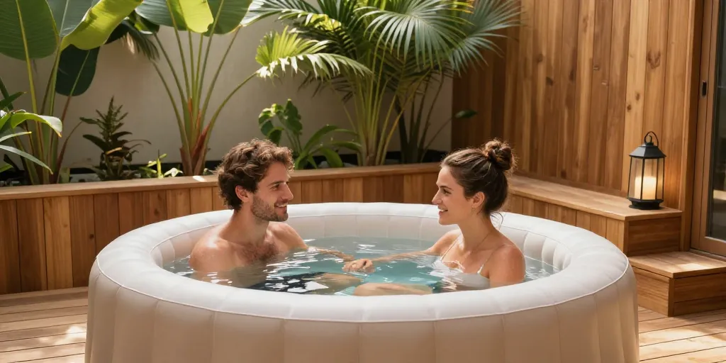 Déco autour d’un spa gonflable : les tendances pour un coin détente